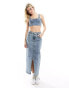 Фото #6 товара Tommy Jeans denim bustier top in mid wash