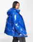 ASOS DESIGN high shine puffer jacket in blue