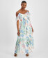ფოტო #1 პროდუქტის Women's Floral-Print Ruffled Cold-Shoulder Tiered Maxi Dress