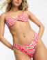 Фото #1 товара River Island mesh insert bikini bottom in red animal print