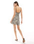 Фото #4 товара Pull&Bear contrast trim cami mini dress in leopard print