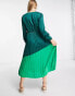 Liquorish midi dress with pleated skirt in contrast green