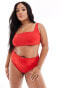 ASOS DESIGN Maya Curve square neck bikini top in red