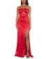 Фото #6 товара Juniors' Satin Keyhole Halter Gown