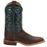 Фото #1 товара Justin Boots Austin 11 Inch Embroidery Square Toe Cowboy Mens Blue, Brown Casua