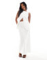 4th & Reckless Petite exclusive linen look maxi seam detail skirt co-ord in white