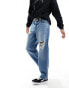 Фото #3 товара ASOS DESIGN baggy jeans with with rips in mid wash blue