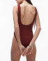 Фото #4 товара Topshop crinkle scoop back swimsuit with rings in wine