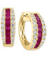 ფოტო #1 პროდუქტის EFFY® Ruby (1-5/8 ct. t.w.) & Diamond (3/4 ct. t.w.) Small Hoop Earrings in 14k Gold, 0.72"