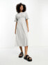 River Island jersey smock midi dress with cinched waist in light grey