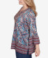 Фото #4 товара Plus Size Embellished Placket Paisley Print Slub Jersey Top