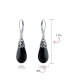 Western Style Black Natural Onyx Elongated Teardrop Filigree Lever Back Dangle Earrings For Women Sterling Silver