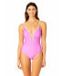Фото #1 товара Women's Solid Piped Keyhole One Piece Swimsuit