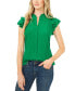Фото #1 товара Women's Short Sleeve Pin-tuck Ruffled Button-up Blouse