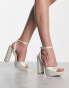 Be Mine Wide Fit Bridal Vanyaa platform sandals in ivory satin