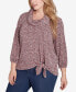 ფოტო #5 პროდუქტის Plus Size Cowl Neck Space Dyed Chenille Top with Side Tie