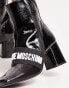 Love Moschino logo detail heeled boots in black leather