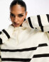 Фото #4 товара ASOS DESIGN half zip striped sweatshirt in ecru