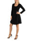 Women's Simple Long Sleeve Knee Length Flared Dress