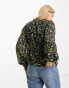 New Look long sleeve cropped blouse in black floral