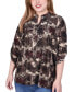 ფოტო #1 პროდუქტის Plus Size 3/4 Roll Tab Sleeve Y-Neck Top