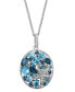 EFFY Collection eFFY® Blue Topaz (3-3/8 ct. t.w.) & Diamond (1/10 ct. t.w.) Cluster 18" Pendant Necklace in Sterling Silver