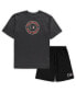 ფოტო #1 პროდუქტის Men's Black, Heathered Charcoal Philadelphia Flyers Big and Tall T-shirt and Shorts Sleep Set
