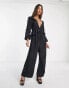 Фото #2 товара Only frill detail jacquard jumpsuit in black houndstooth