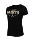 Women's Black, Gold New Orleans Saints Plus Size Badge T-shirt and Pants Sleep Set