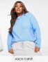 ASOS DESIGN Curve relaxed crew neck jumper in blue