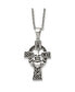 Antiqued Claddagh Cross Pendant Cable Chain Necklace