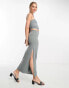 Pull&Bear soft shaping column maxi skirt co-ord in grey