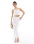 Фото #4 товара Abercrombie & Fitch co-ord linen midi skirt with scallop edges in white