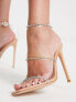 Simmi London Wide Fit Nolan embellished barely there sandals in beige