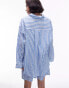 Topshop co-ord stripe beach shirt in blue Разноцветный, L - EU 44 - фото #4