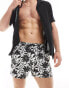 ASOS DESIGN swim shorts in short length in hand painted floral print