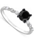 ფოტო #1 პროდუქტის Black Diamond (1 ct. t.w.) & White Diamond Accent Engagement Ring in 14k White Gold