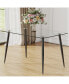 Rectangular Glass Dining Table with Black Metal Legs