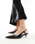 Pull&Bear pointed toe sling black kitten heel in black