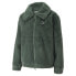 Puma Classics Faux Fur Full Zip Jacket Womens Green Casual Athletic Outerwear 53