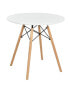 Round Modern Dining Table with Solid Wooden Leg-White