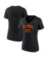 Фото #1 товара Women's Black Oklahoma State Cowboys Basic Arch V-Neck T-shirt