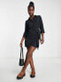 New Look – Hemdblusenkleid in Schwarz mit gewickelter Vorderseite