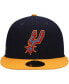 ფოტო #2 პროდუქტის Men's Navy, Gold San Antonio Spurs Midnight 59FIFTY Fitted Hat