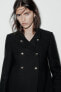 Фото #10 товара Двубортное пальто из смесовой шерсти с высоким воротником ZARA