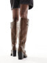 Фото #3 товара Public Desire Wide Fit Nashville knee boot with hardware in distressed brown