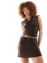 COLLUSION ruched eyelet trim mini skirt co-ord in brown 44 - фото #5