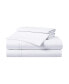 Фото #1 товара Sateen Queen Sheet Set, 1 Flat Sheet, 1 Fitted Sheet, 2 Pillowcases, 600 Thread Count, Sateen Cotton, Pristine White with Fine Baratta Embroidered 3-Striped Hem