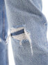 Фото #5 товара Stradivarius straight leg jean with rips in bleach wash