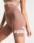 Puma Essentials logo legging shorts in brown